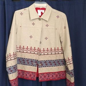 Linen/rayon embellished jacket